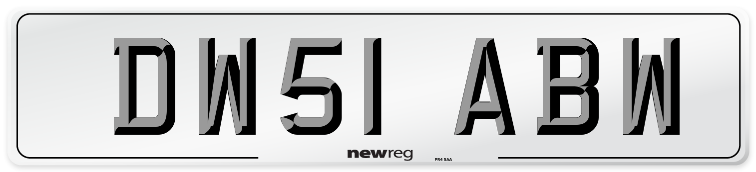 DW51 ABW Number Plate from New Reg